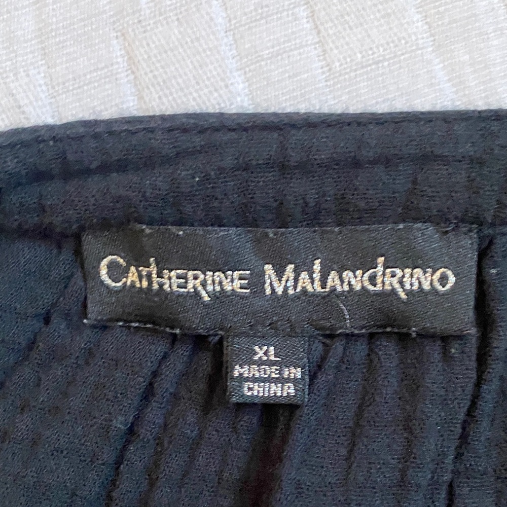 CATHERINE MALANDRINO 100% Organic Cotton,Black Midi Dress - Picture 11 of 11